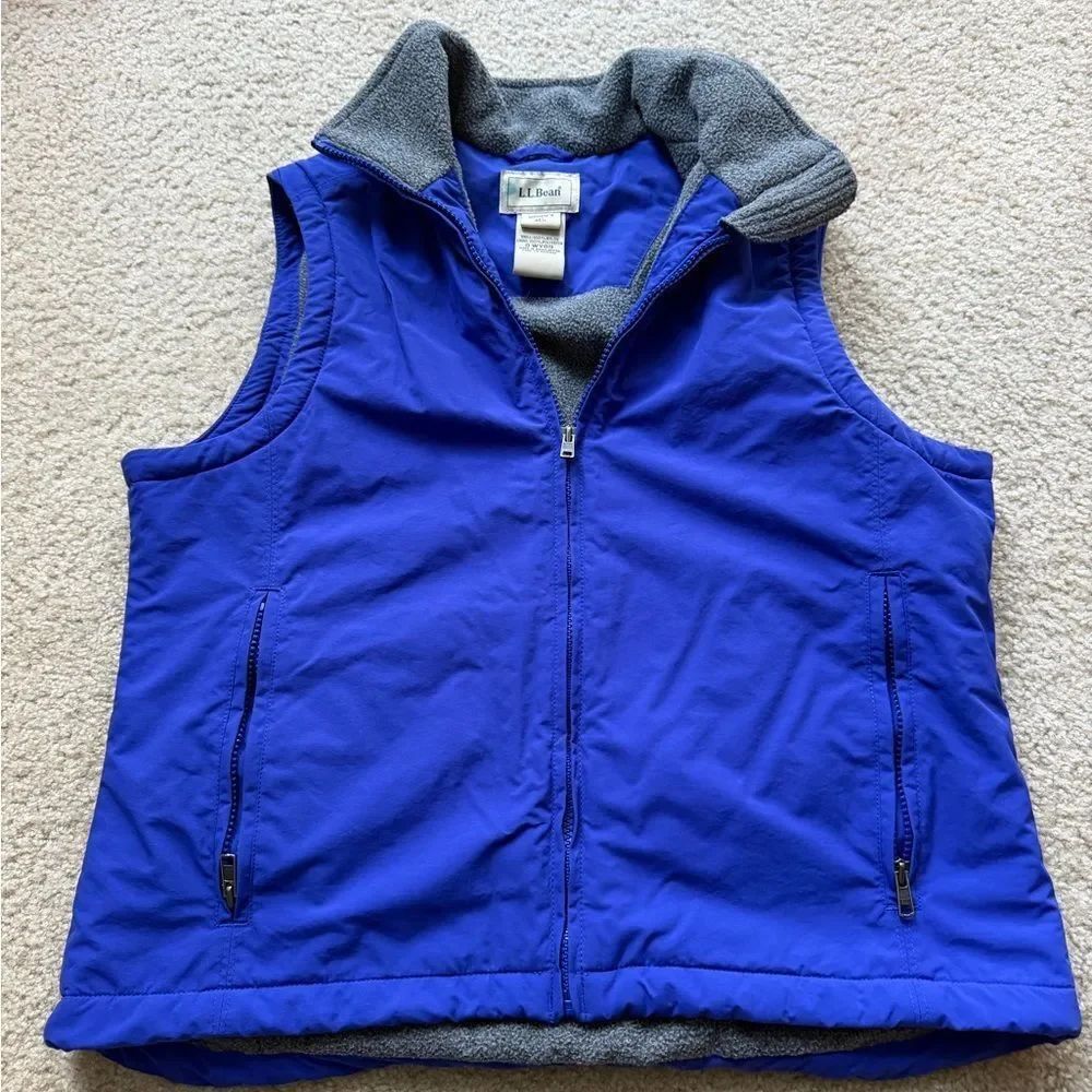 L.L. Bean Vintage Blue Fleece-Lined Zip Vest - Women's Outdoor Layer